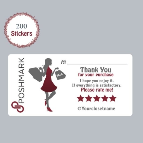 Other - 200 POSHMARK THANK YOU Perzonalized STICKERS 4 x 2
